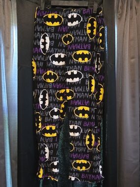 Batman Black Yellow Purple Logo Fleece Pajama Pants